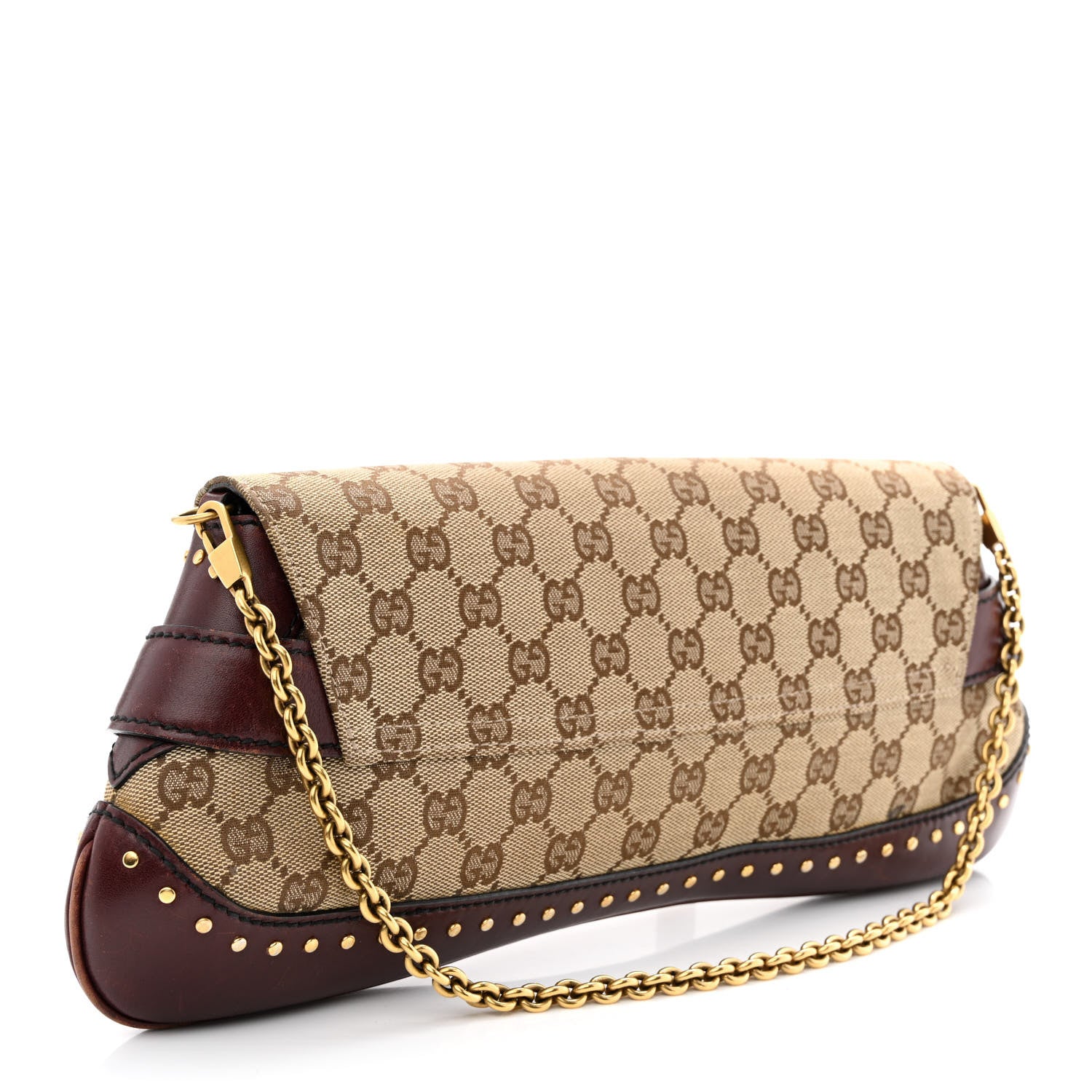 Gucci Monogram Studded Horsebit Clutch Bordeaux 3 of 17