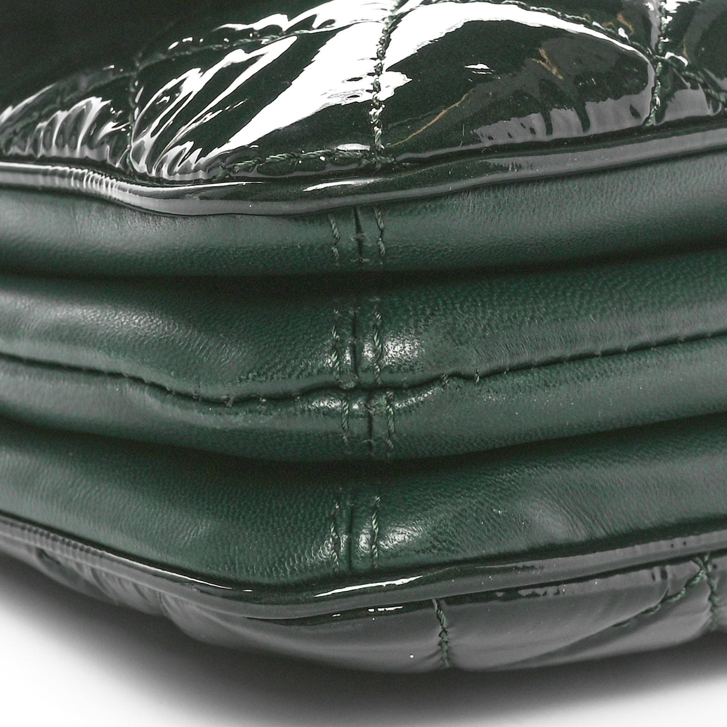 Patent Quilted 3 Jumbo Flap Dark Green