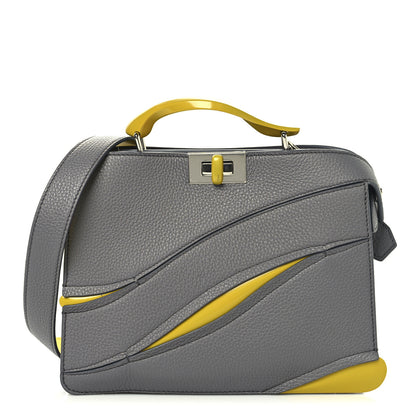 Fendi X MA YANSONG Cuoio Romano Aluminum Bi-Color Mini Peekaboo I SEE U Satchel Grey Yellow 1 of 12