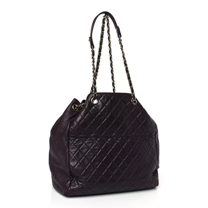 Chanel Lambskin Quilted Large Drawstring Shoulder Bag Dark Purple 3 of 10