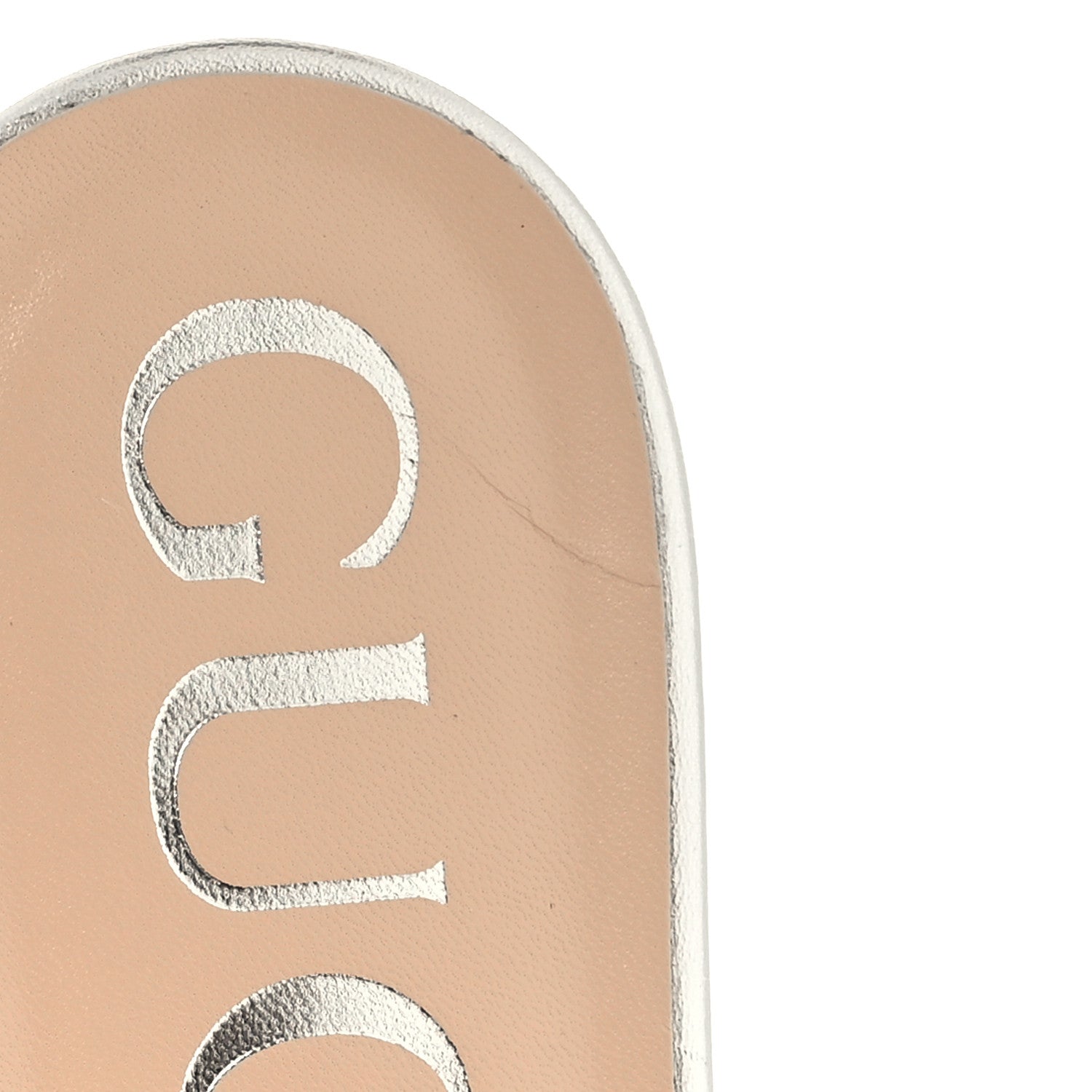 Gucci Sequin Metallic Nappa GG Marmont Flat Slide Sandals 40 Silver 9 of 10