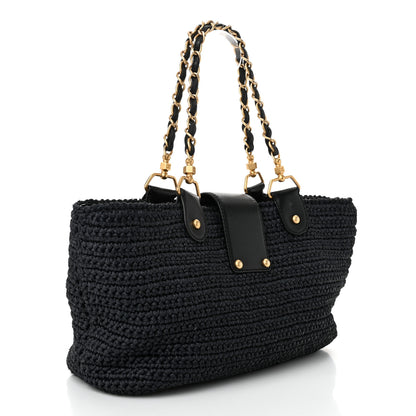 Chanel Straw Raffia Tote Black 3 of 12