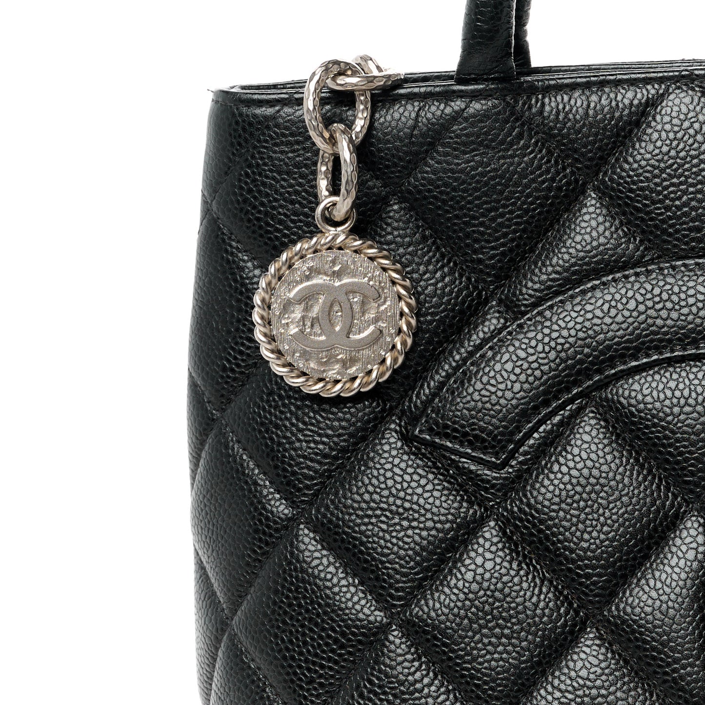 Caviar Quilted Medallion Tote Black