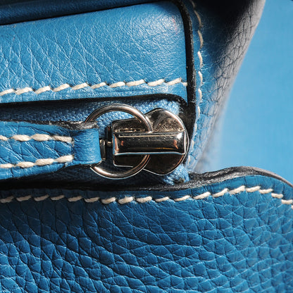 Hermes Taurillon Clemence Lindy 30 Blue Jean 24 of 24