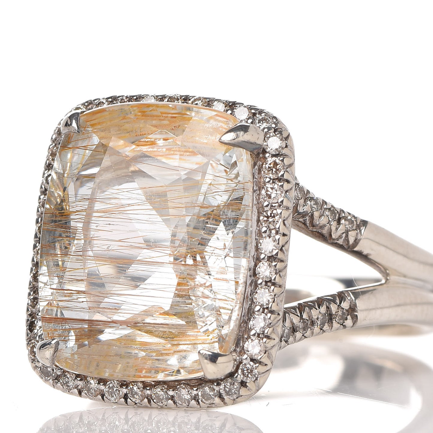 JONH HARDY Sterling Silver Rutilated Topaz Diamond Classic Chain Ring 57 8