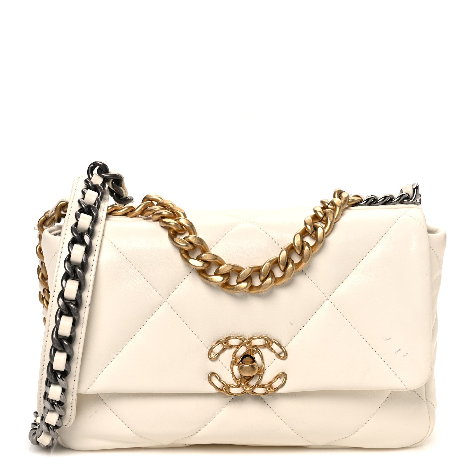 Chanel Lambskin Quilted Medium Chanel 19 Flap White 1 of 14