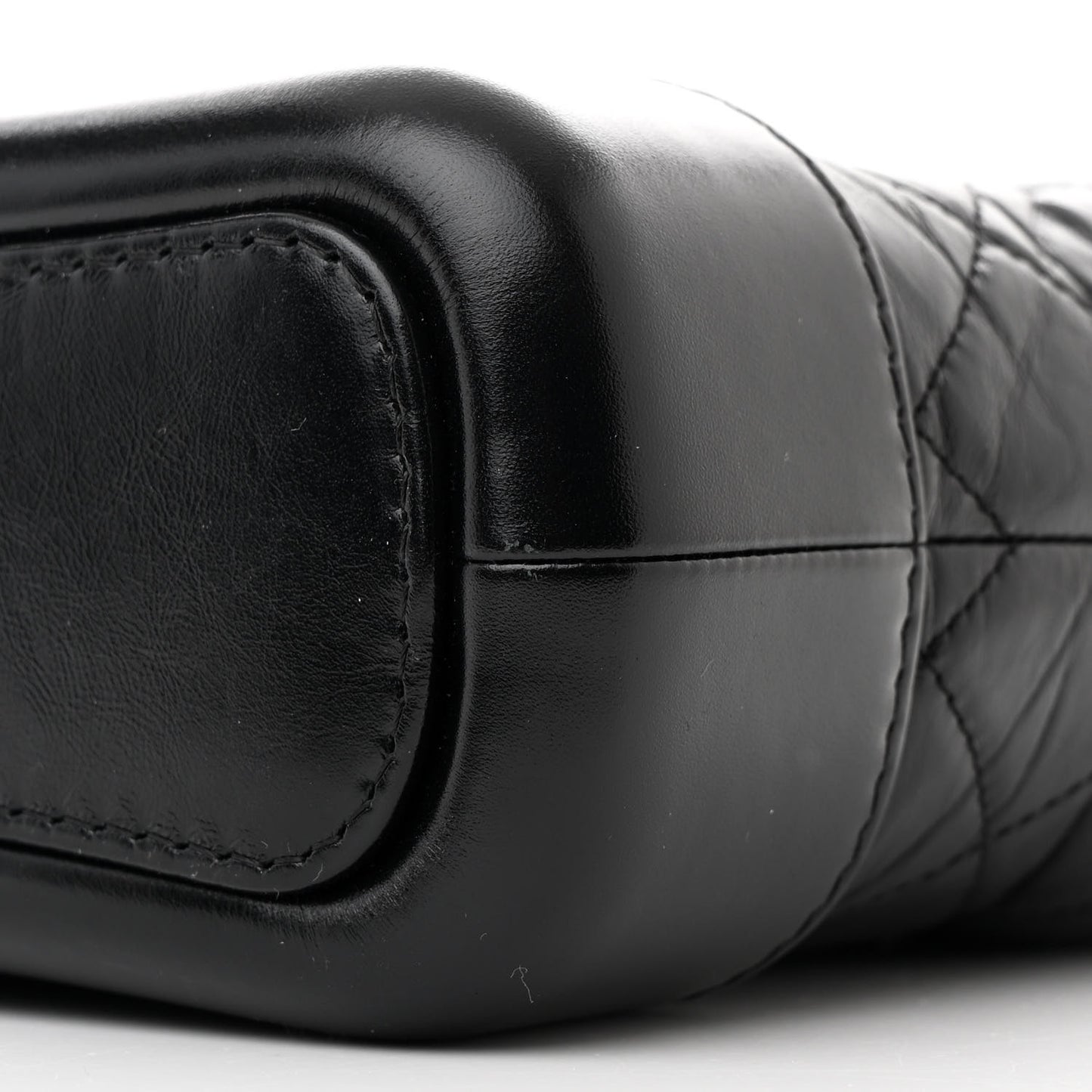 Aged Calfskin Quilted Small Gabrielle Hobo Black