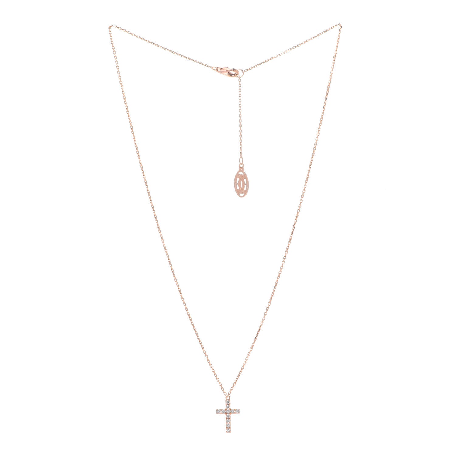 Cartier 18K Pink Gold Diamond Symbols Cross Pendant Necklace 3 of 7