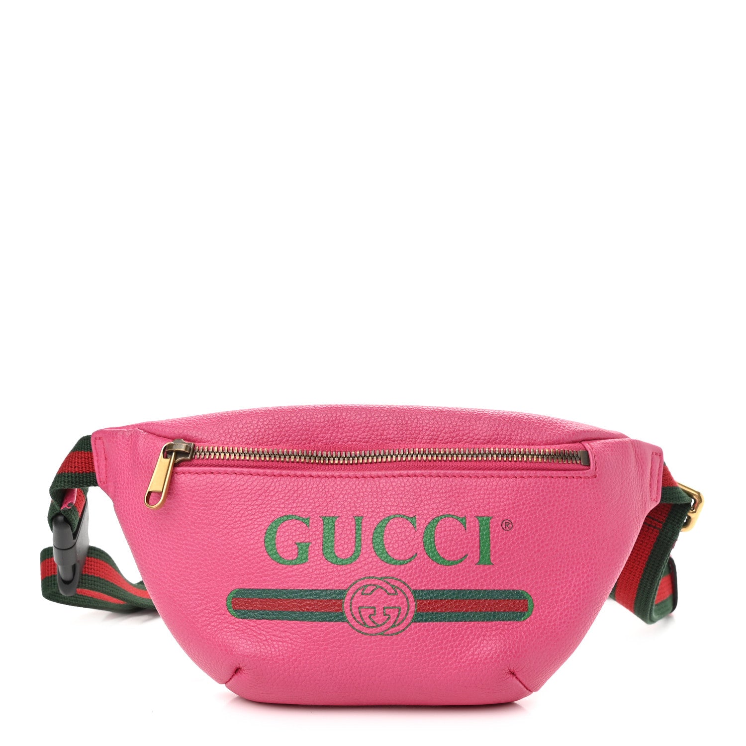 Gucci Grained Calfskin Small Logo Belt Bag Box Pink Green 1 of 11