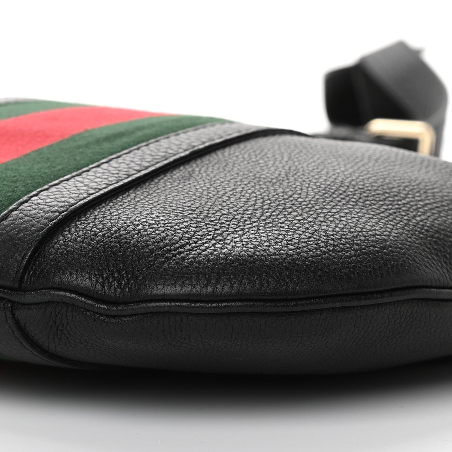 Gucci Pebbled Calfskin Vintage Web Medium Half Moon Hobo Black 9 of 11