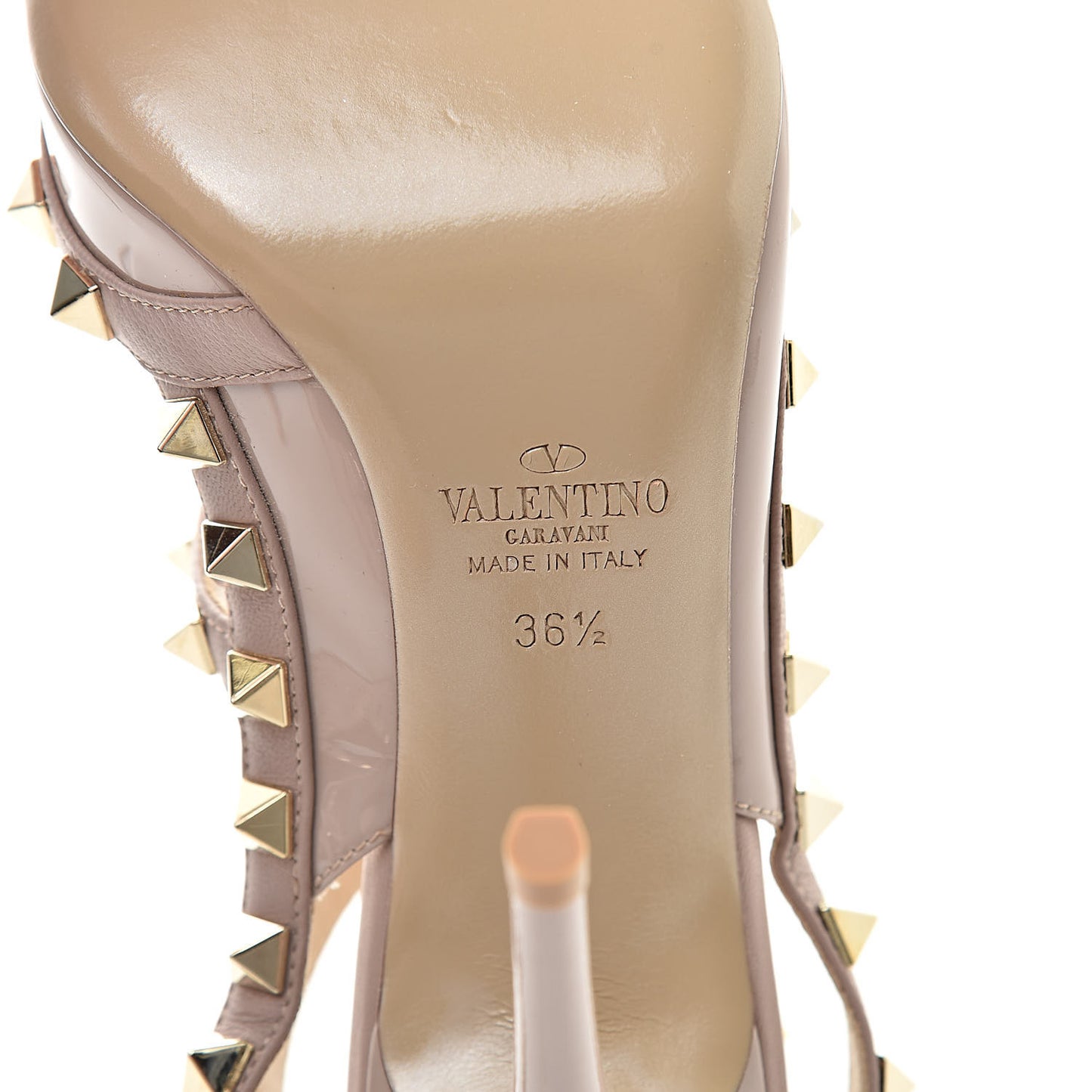 Patent Nappa Rockstud Ankle Strap 100mm Pumps 36.5 Poudre