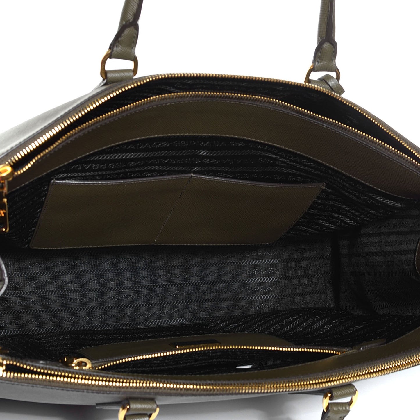 Saffiano Lux Extra Large Galleria Double Zip Tote Militare