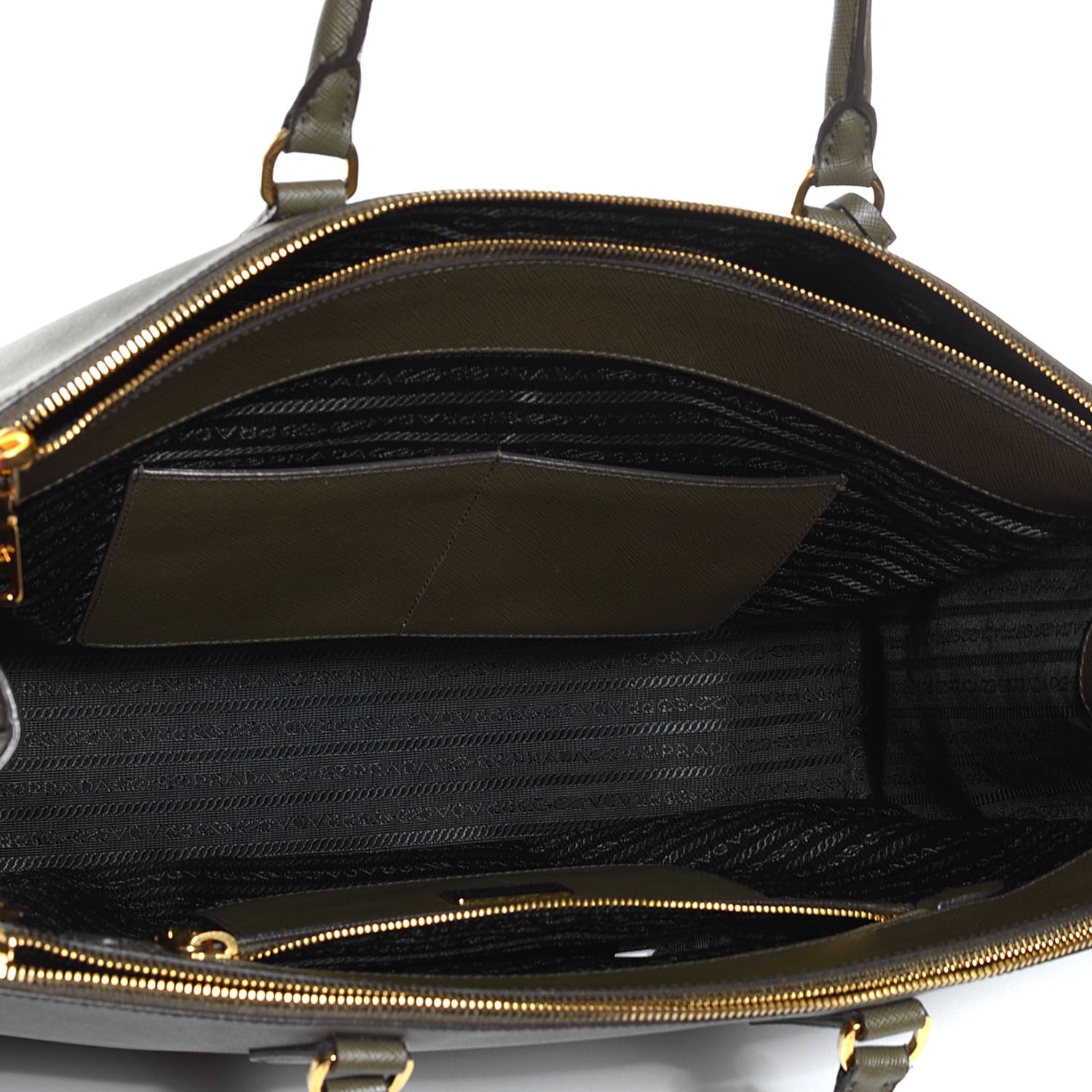 Prada Saffiano Lux Extra Large Galleria Double Zip Tote Militare 5 of 10
