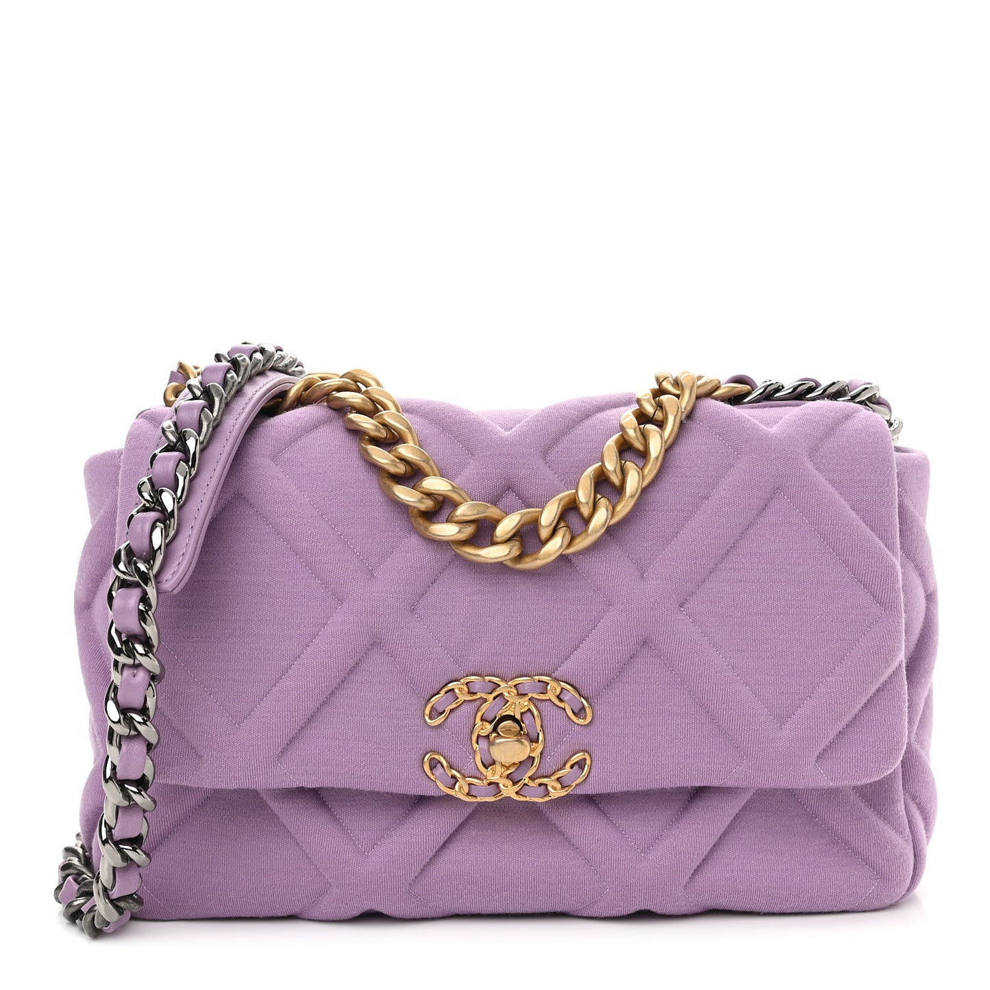 Jersey Lambskin Quilted Medium Chanel 19 Light Flap Purple