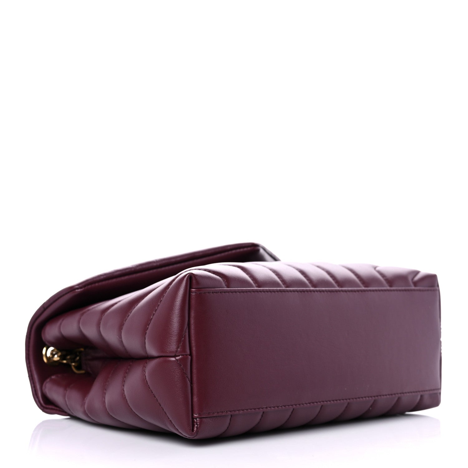 Saint Laurent Calfskin Y Quilted Monogram Small Loulou Chain Satchel Dark Legion Red 4 of 11