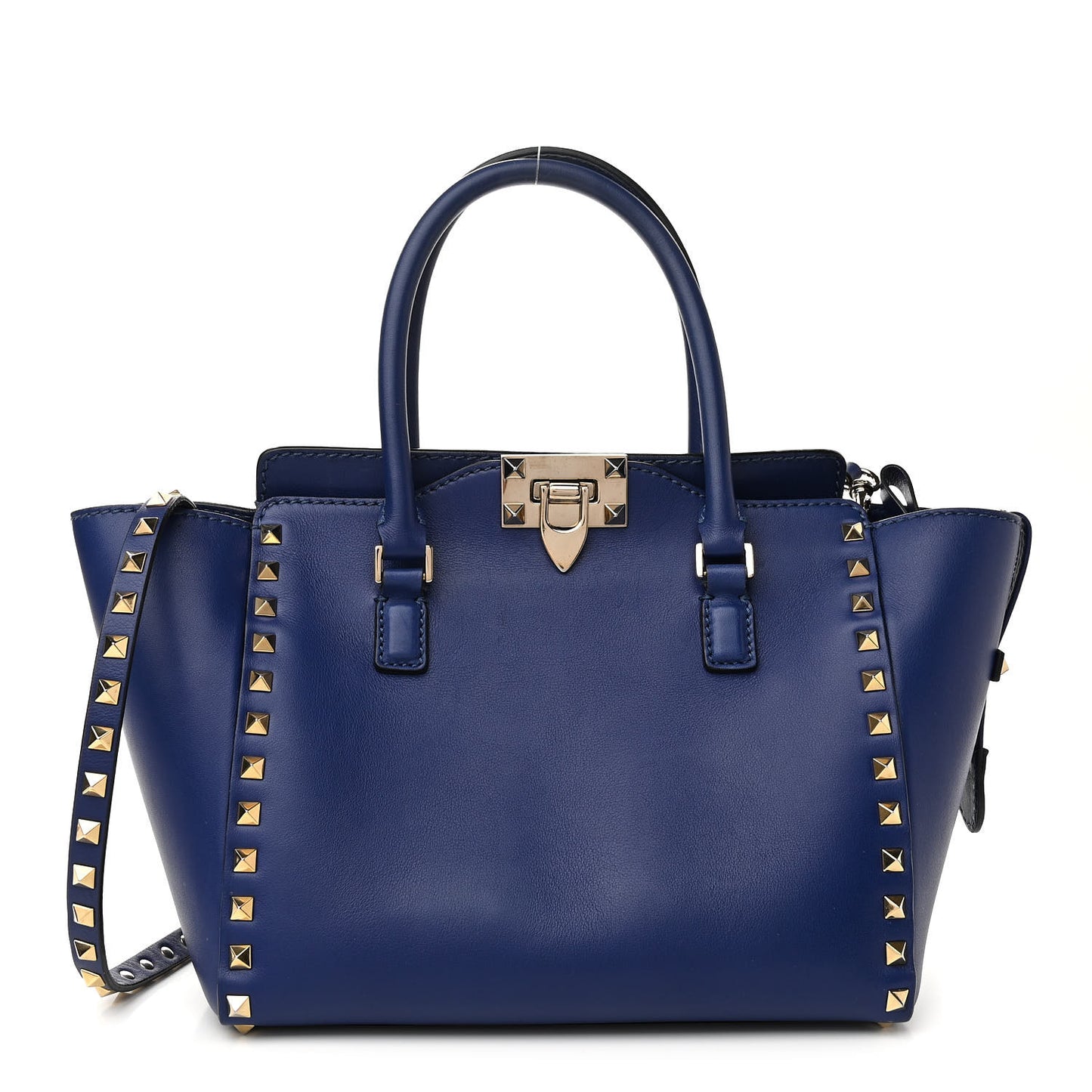 Vitello Small Rockstud Double Handle Tote Blue China