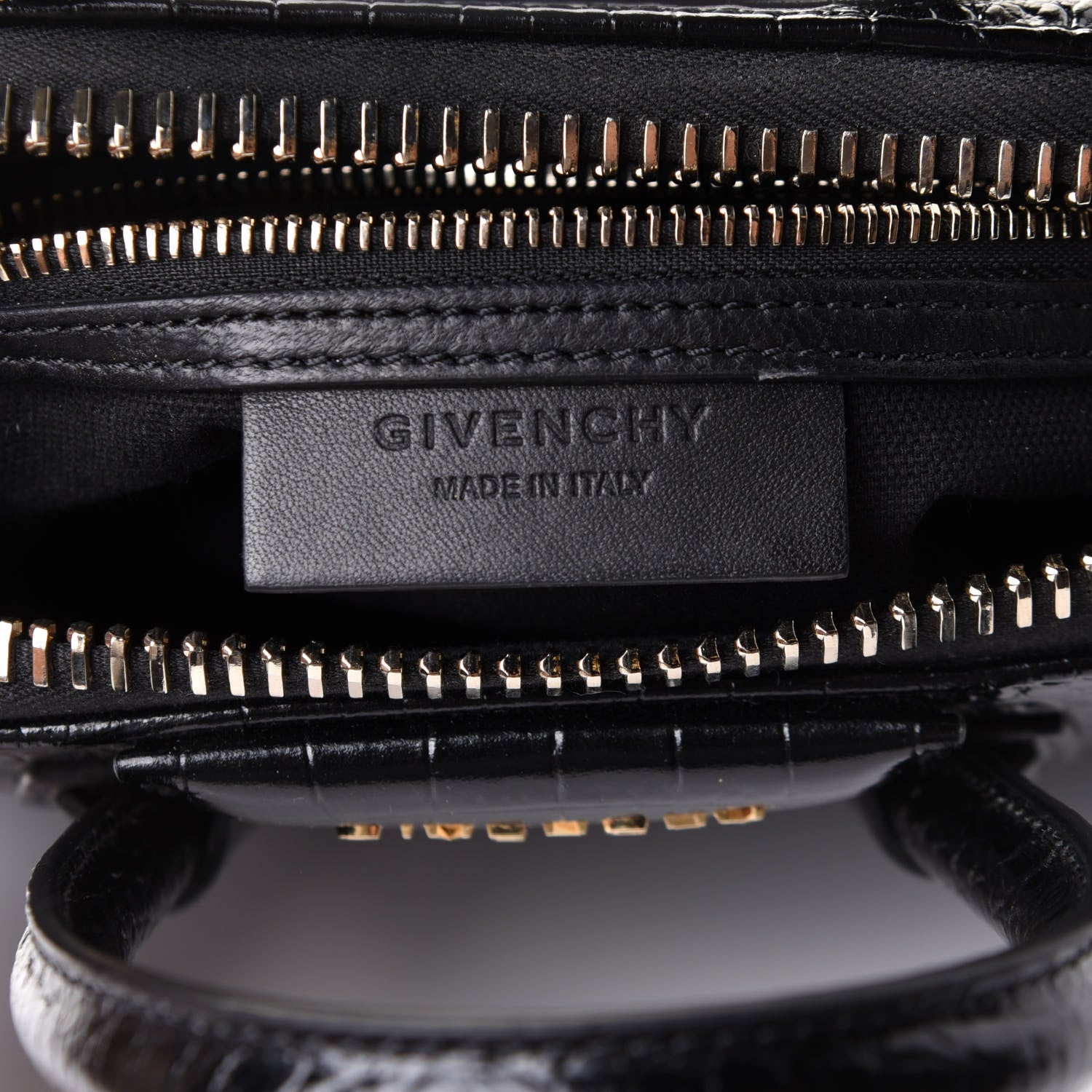 Givenchy Calfskin Crocodile Embossed Mini Antigona Black 2 of 13