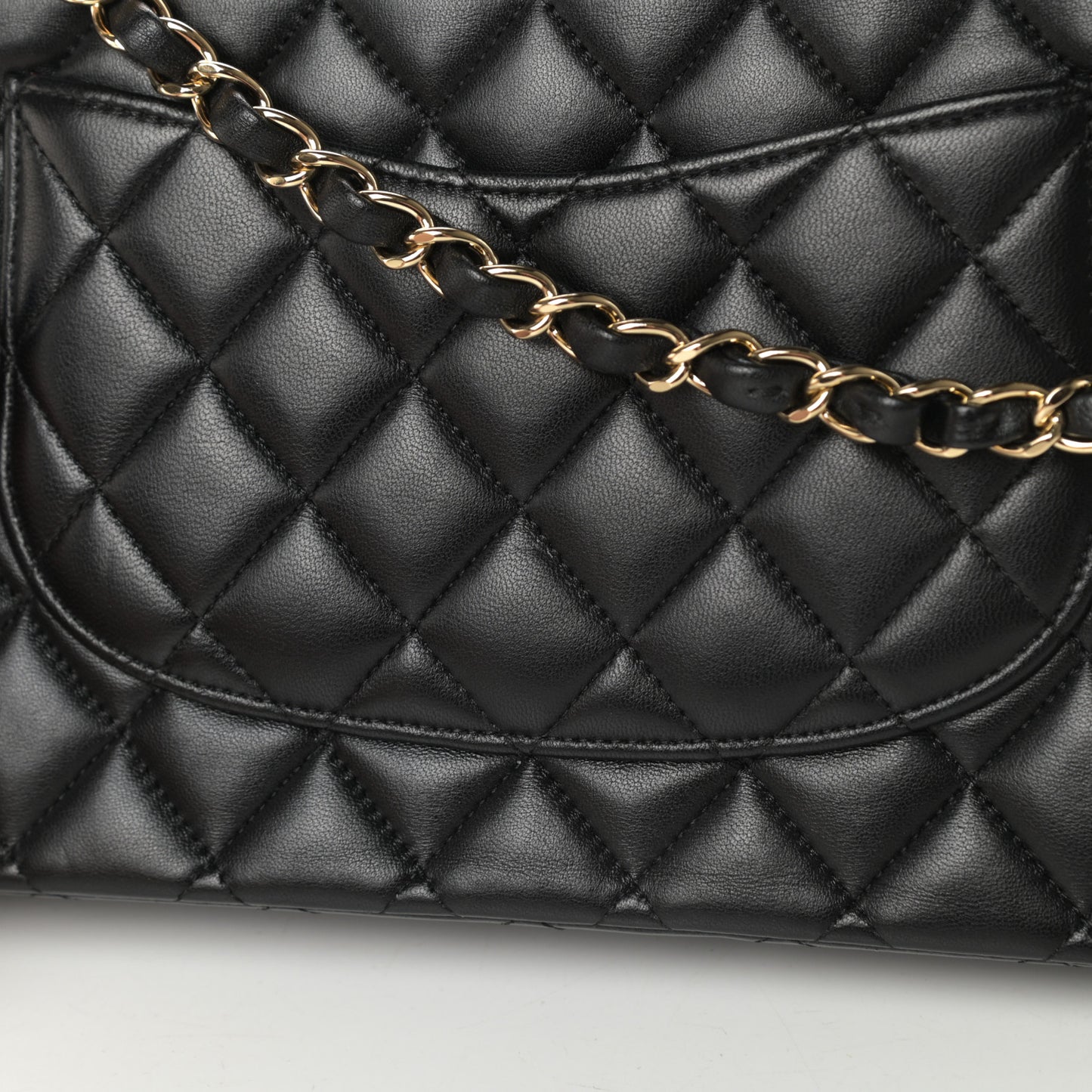 Lambskin Quilted Medium Double Flap Black