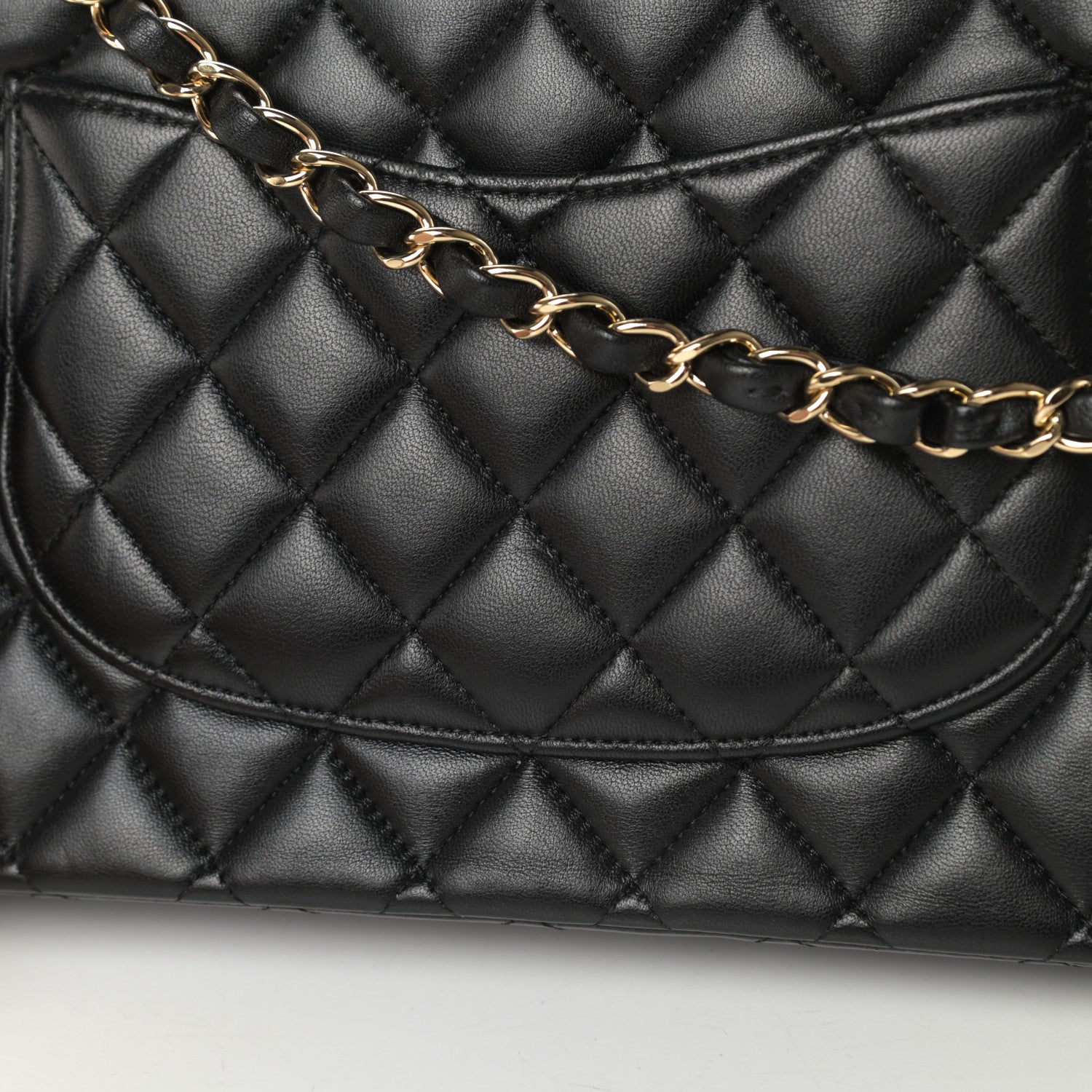 Chanel Lambskin Quilted Medium Double Flap Black 16 of 17