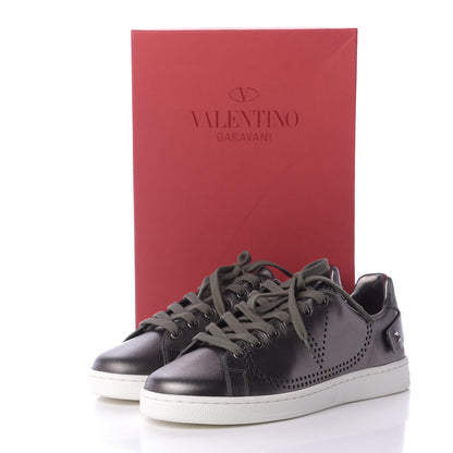Valentino Garavani Metallic Calfskin Womens Backnet Sneakers 37.5 Silver 10 of 10