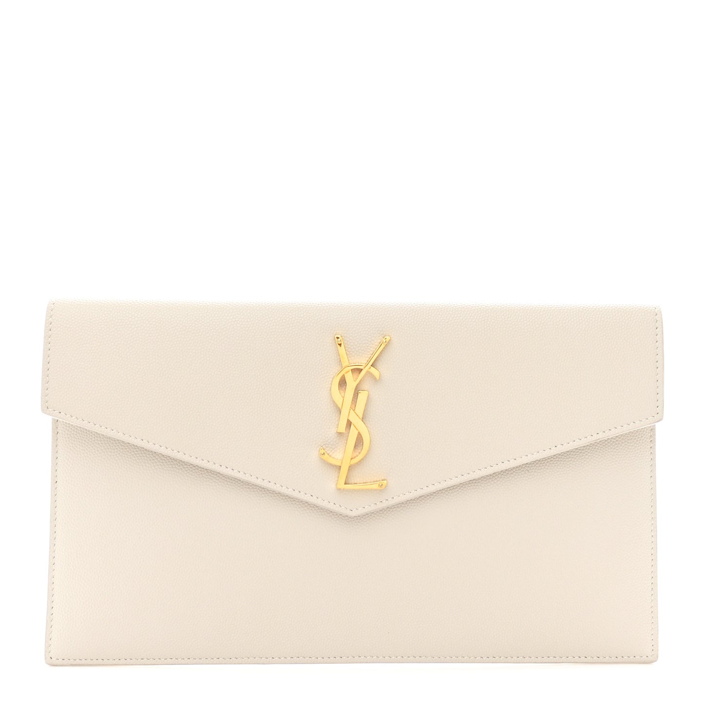 Smooth Shiny Calfskin Uptown Pouch Crema Soft