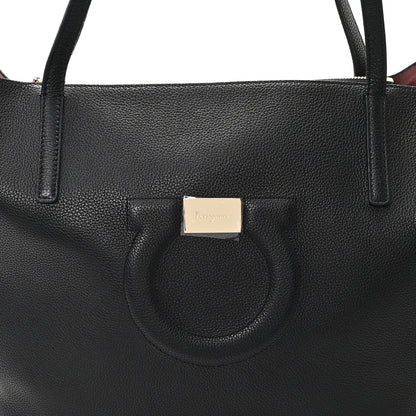 Salvatore Ferragamo Grainy Calfskin Gancio City Tote Black 8 of 10