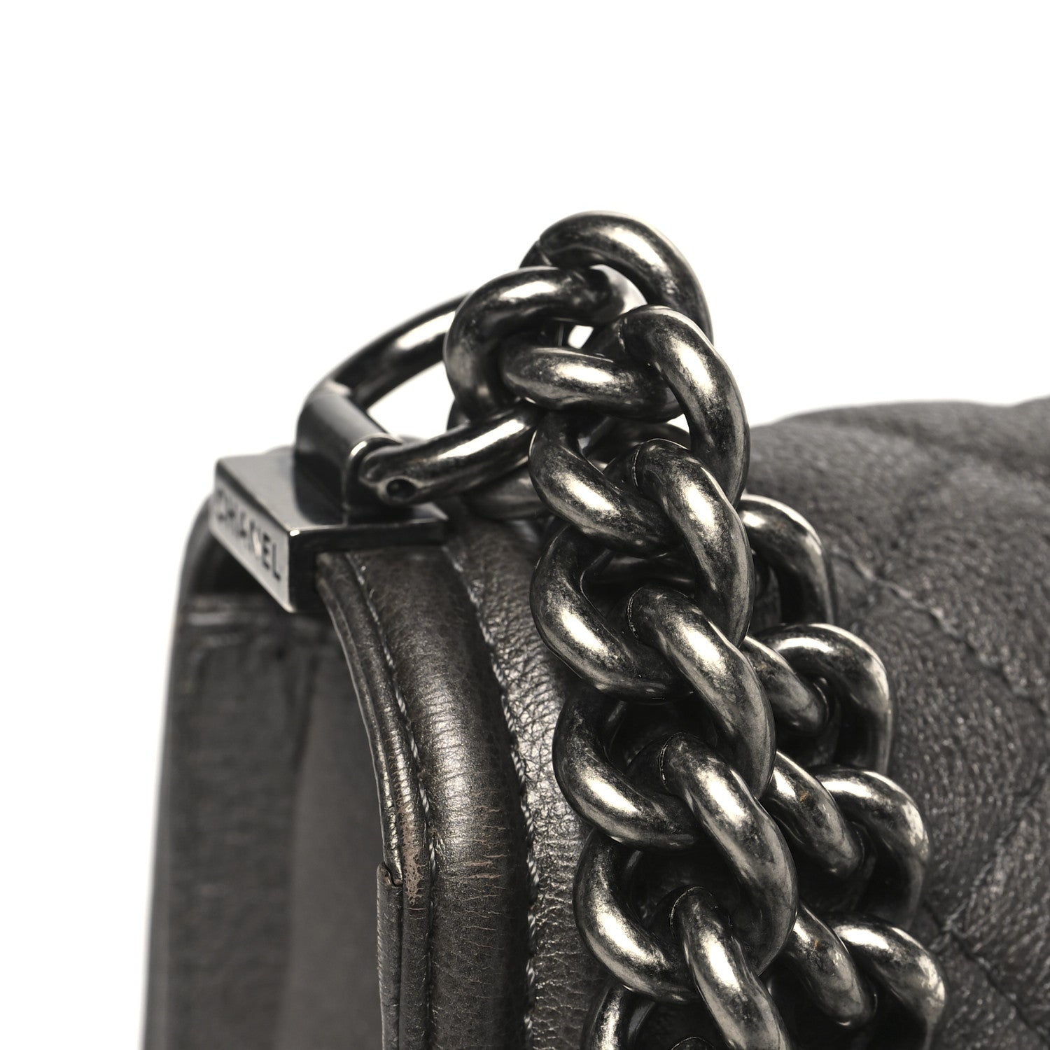 Chanel Metallic Calfskin Quilted Medium Boy Flap Dark Silver 11 of 11