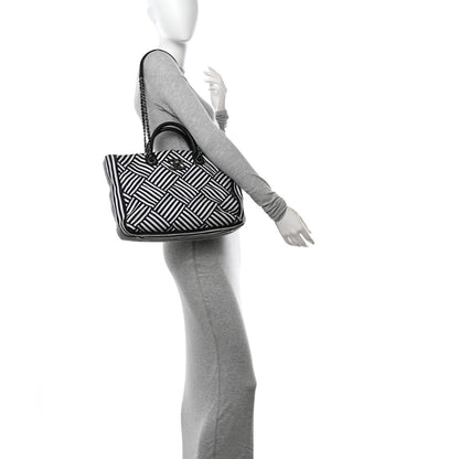 Chanel Woven Canvas Large Easy Shopping Tote Black White 2 of 12
