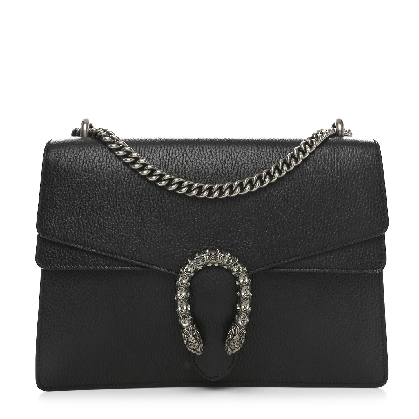 Dollar Calfskin Crystal Medium Dionysus Shoulder Bag Black Black Diamond
