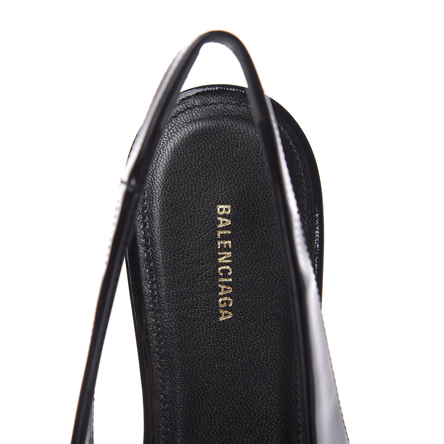 Balenciaga Patent BB Knife Pointy Toe Slingback Flats 37.5 Black 6 of 10