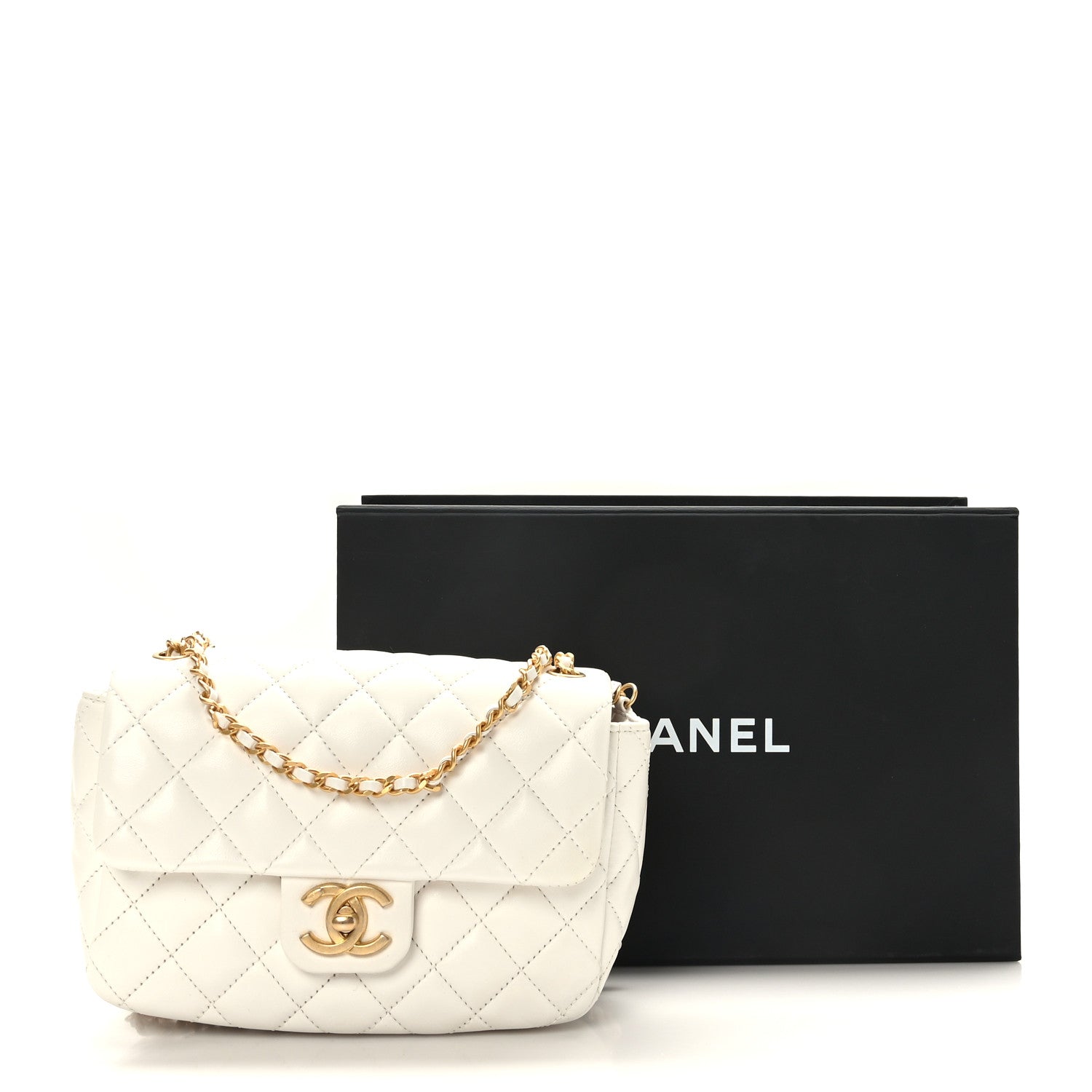 Chanel Lambskin Enamel Quilted Small Coco Hearts Square Flap White 10 of 10