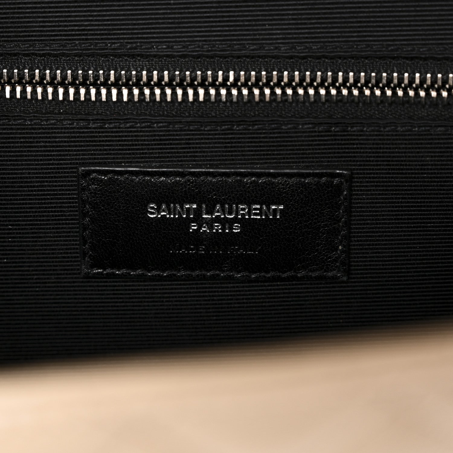 Saint Laurent Grain De Poudre Mixed Matelasse Large Triquilt Monogram Satchel Dark Beige 6 of 10
