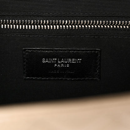 Saint Laurent Grain De Poudre Mixed Matelasse Large Triquilt Monogram Satchel Dark Beige 6 of 10