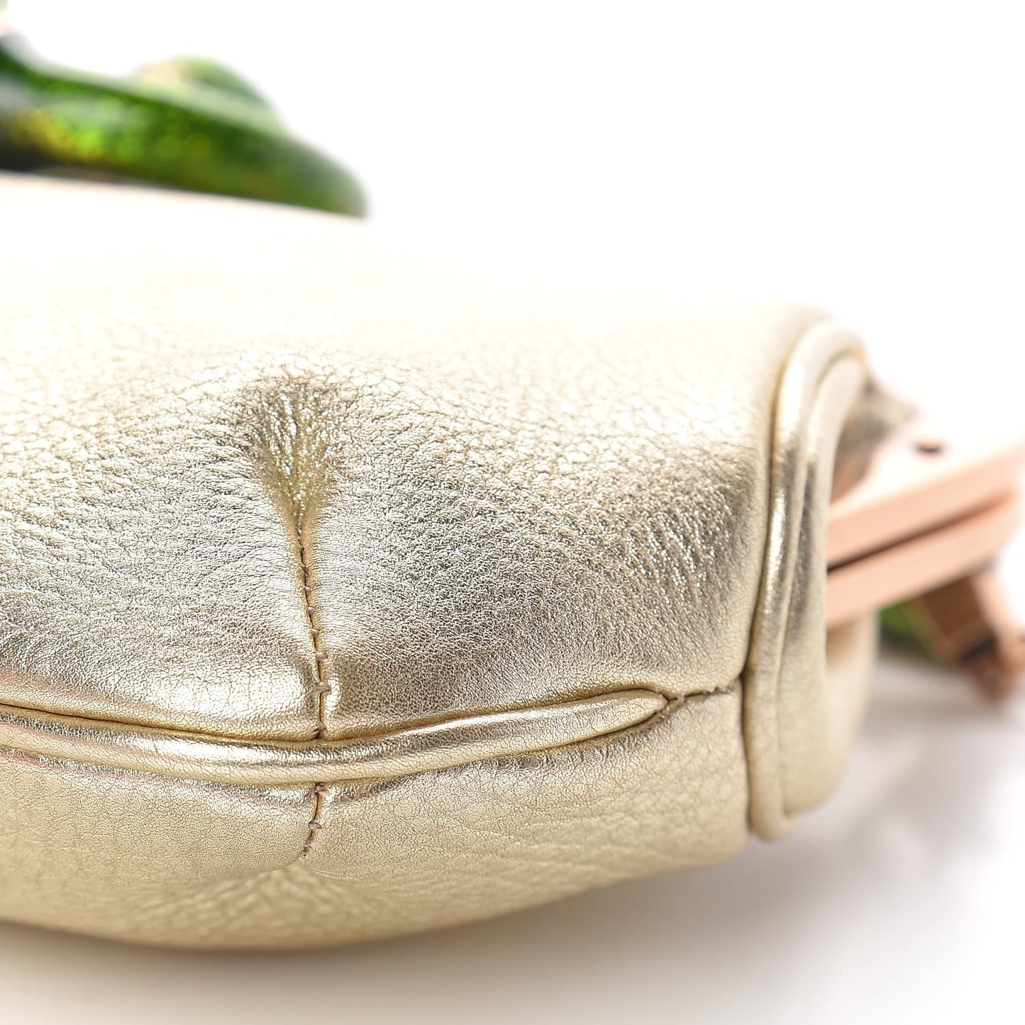 Metallic Calfskin Jeweled Dragon Evening Bag Gold