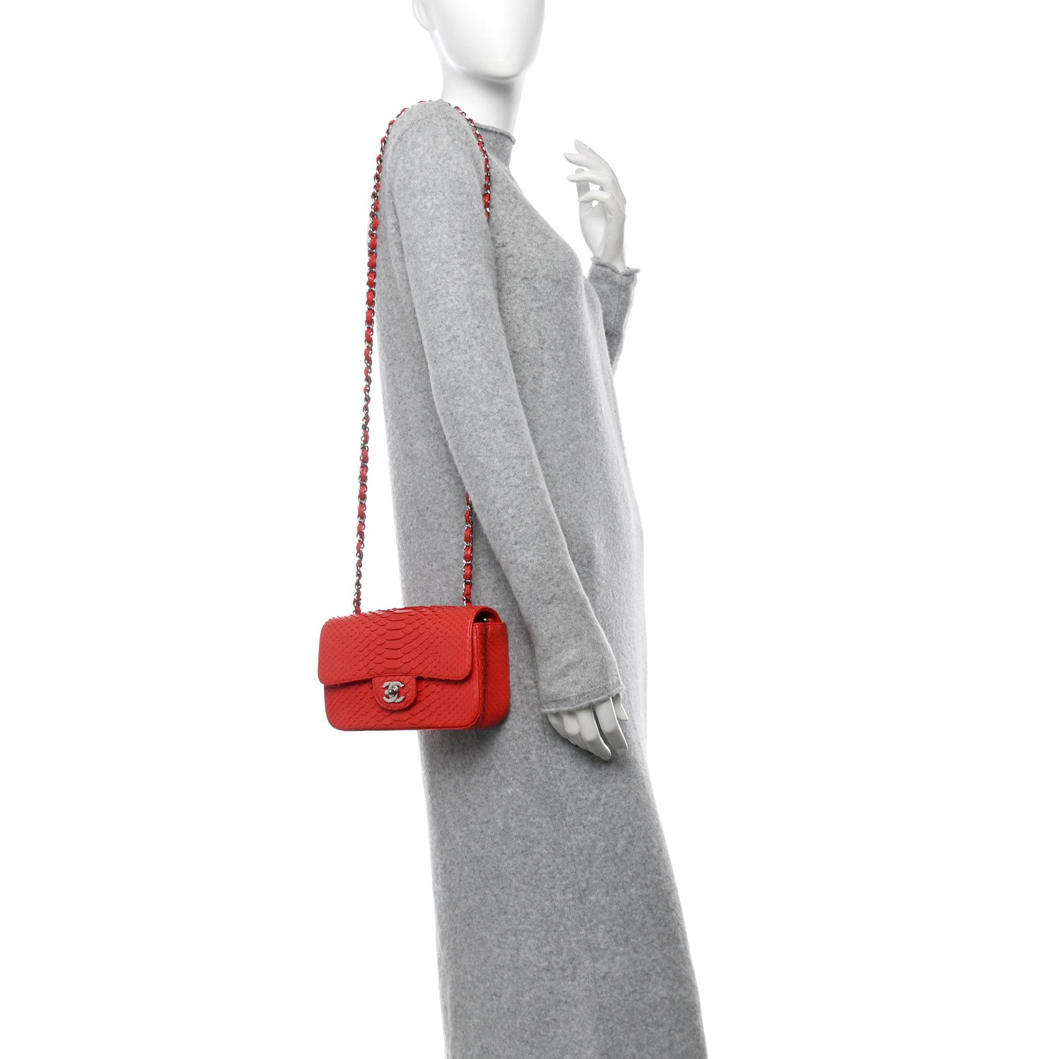 Chanel Snakeskin Mini Rectangular Flap Red 2 of 11