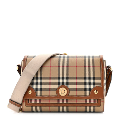 Burberry Coated Canvas Calfskin Vintage Check Medium Note Crossbody Bag Briar Brown 1 of 16