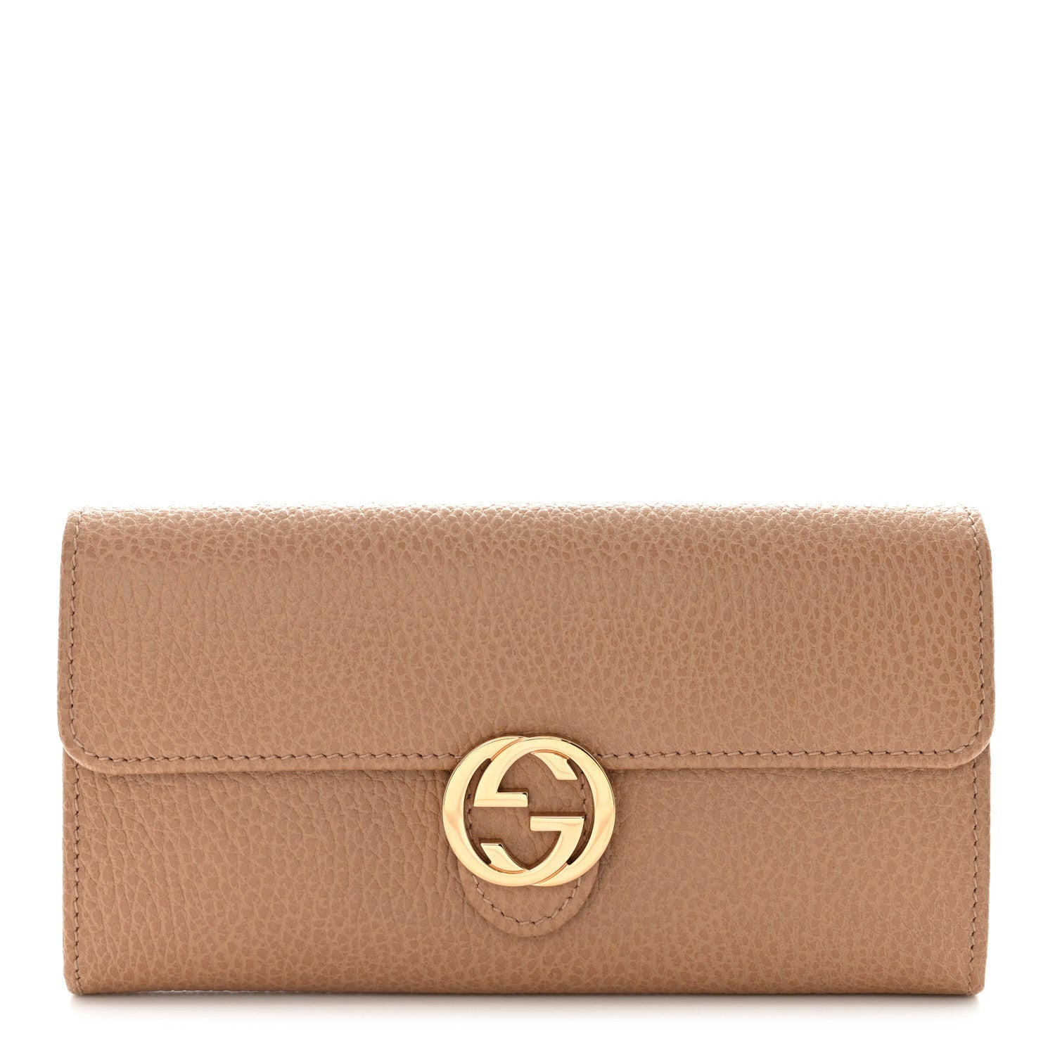 Gucci Dollar Calfskin Interlocking G Continental Wallet Camelia 1 of 7