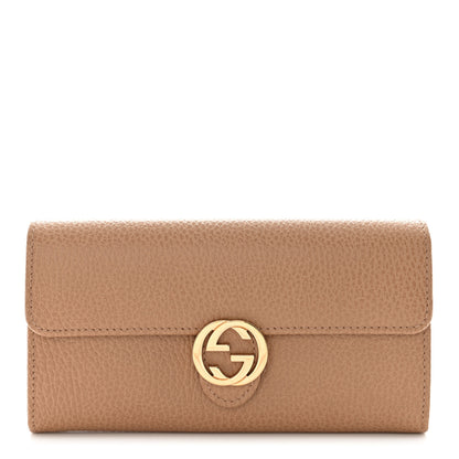 Gucci Dollar Calfskin Interlocking G Continental Wallet Camelia 1 of 7