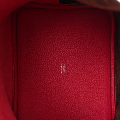 Hermes Taurillon Clemence Casaque Picotin Lock 18 PM Rouge Sellier Framboise 5 of 10