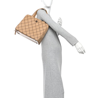 Chanel Calfskin Wild Stitch Vertical Top Handle Bag Beige 2 of 9