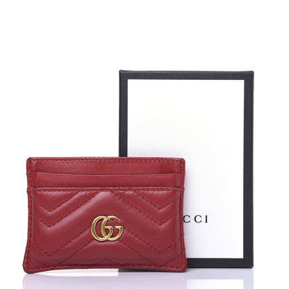 Gucci Calfskin Matelasse GG Marmont Card Holder Hibiscus Red 13 of 13