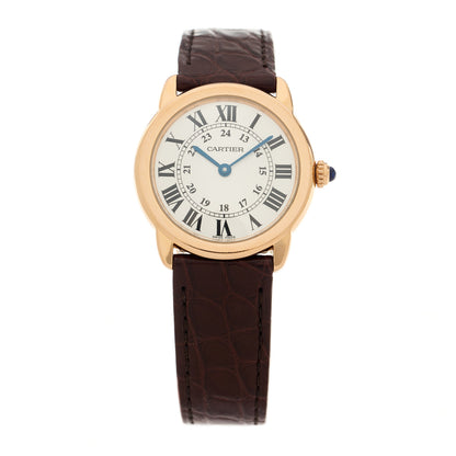 Cartier Stainless Steel 18K Pink Gold Alligator 29mm Ronde Solo Quartz Watch Brown 1 of 5