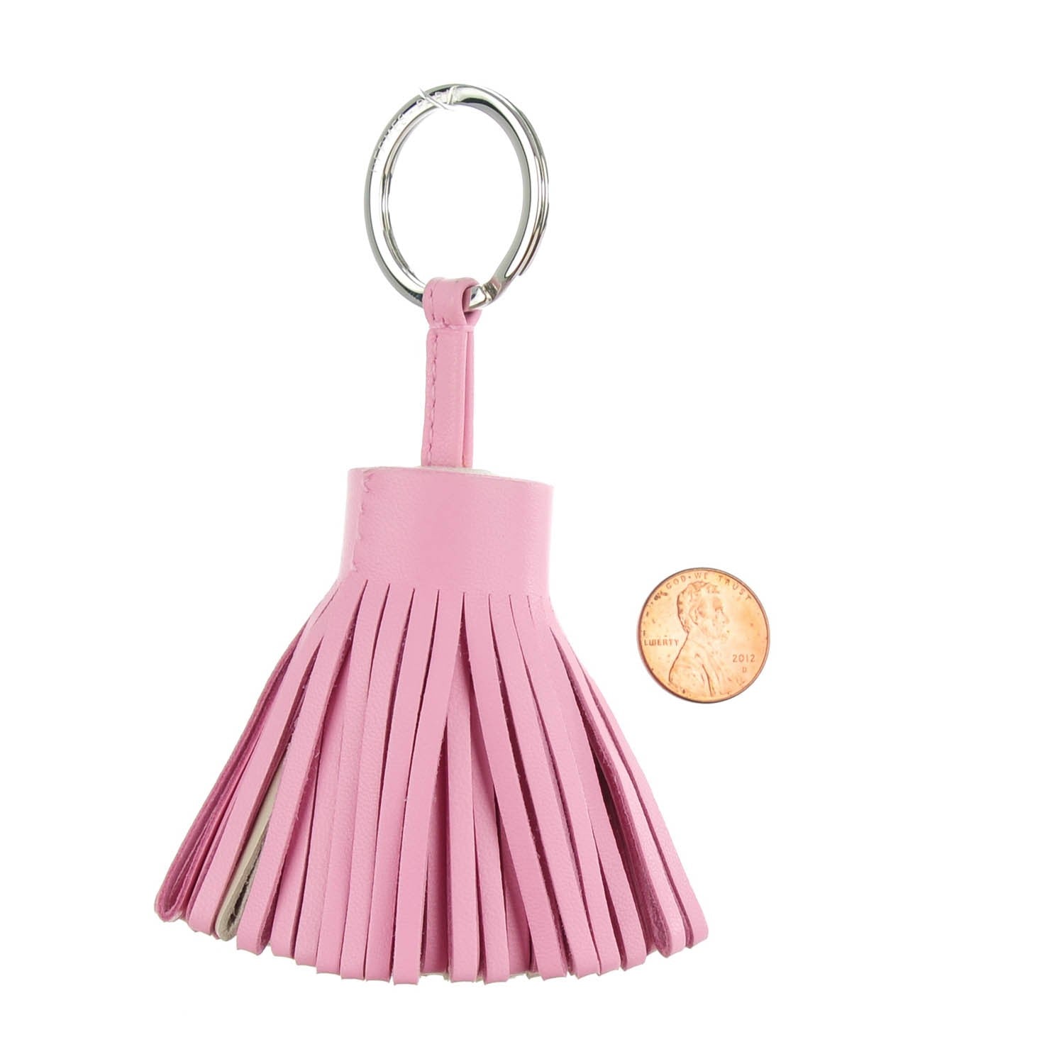 Hermes Lambskin Bi-Color Carmen Tassel Key Holder Rose Sakura White 2 of 4