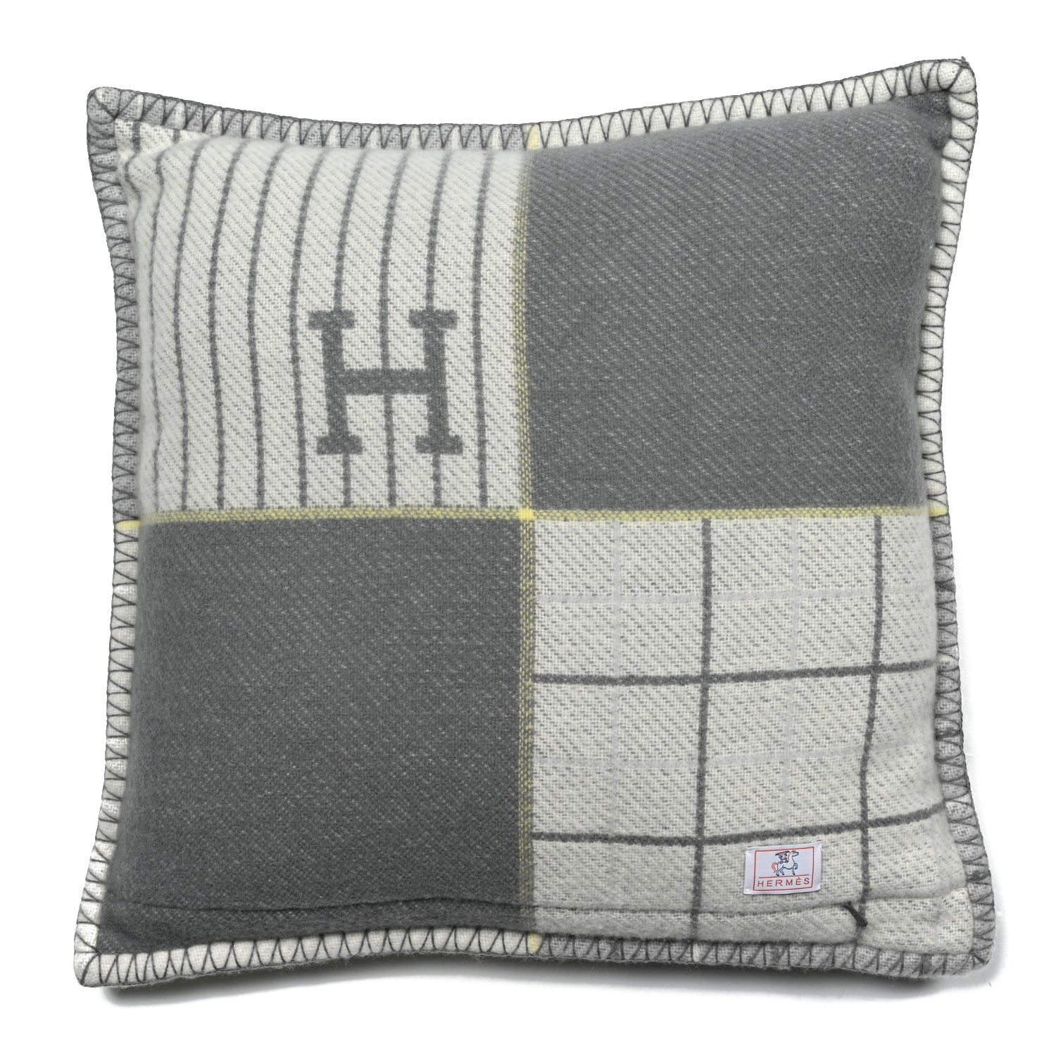 Hermes Wool Cashmere Avalon Cabriole Pillow Gris Perle 2 of 5