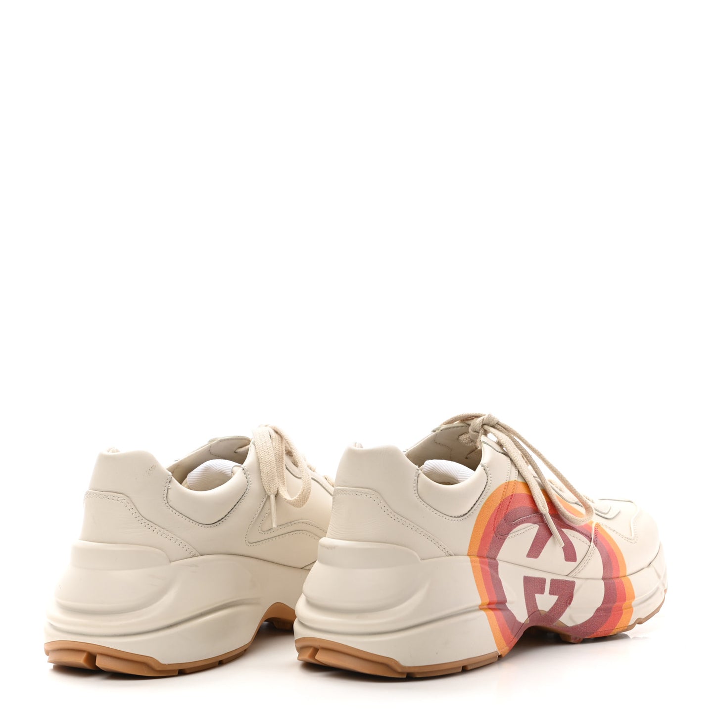 Calfskin Interlocking G Heart Rhyton Sneakers 40.5 Mystic White