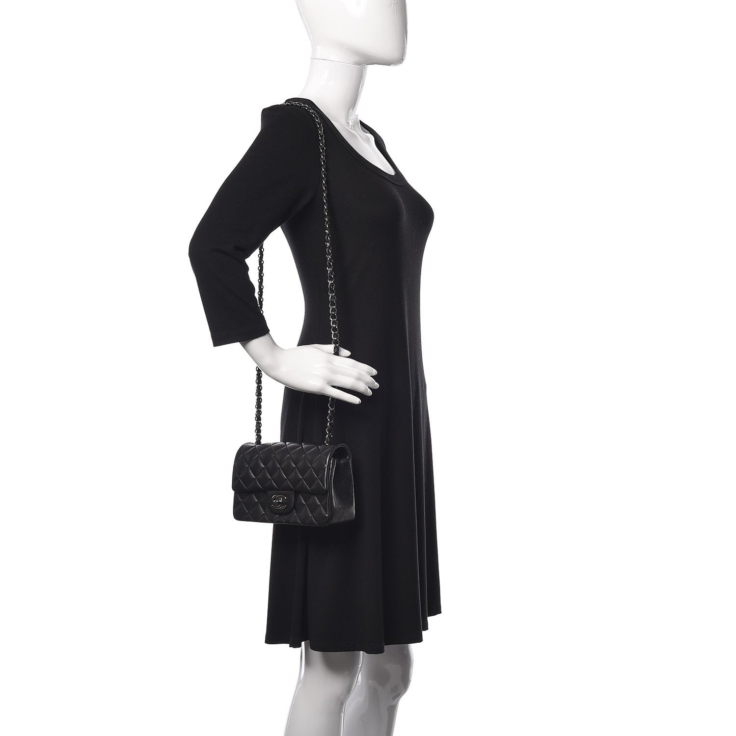 Lambskin Quilted Mini Rectangular Flap Black