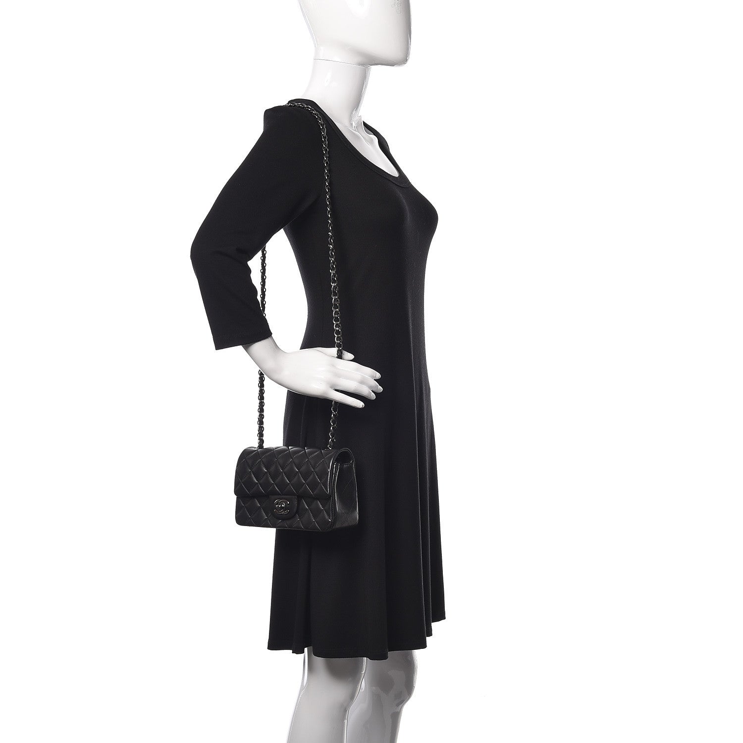 Chanel Lambskin Quilted Mini Rectangular Flap Black 2 of 10