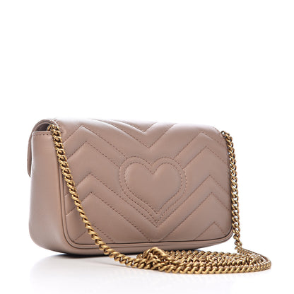 Gucci Calfskin Matelasse Super Mini GG Marmont Shoulder Bag Porcelain Rose 3 of 10