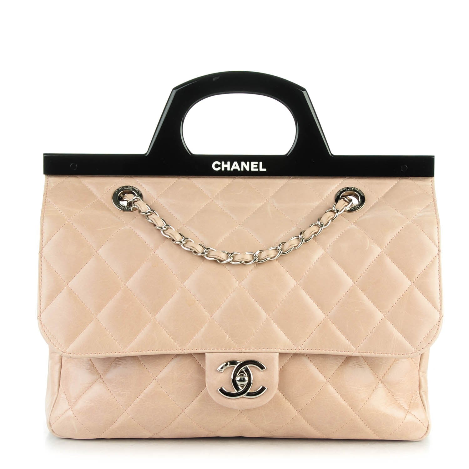 Chanel Glazed Calfskin Quilted Small CC Delivery Tote Light Pink 1 of 7