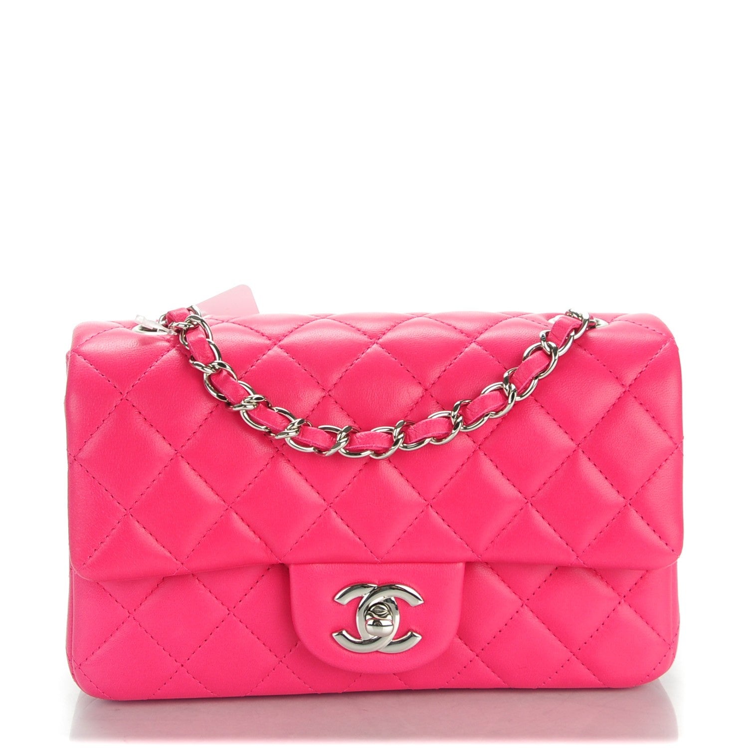 Chanel Lambskin Quilted Mini Rectangular Flap Dark Pink 1 of 8